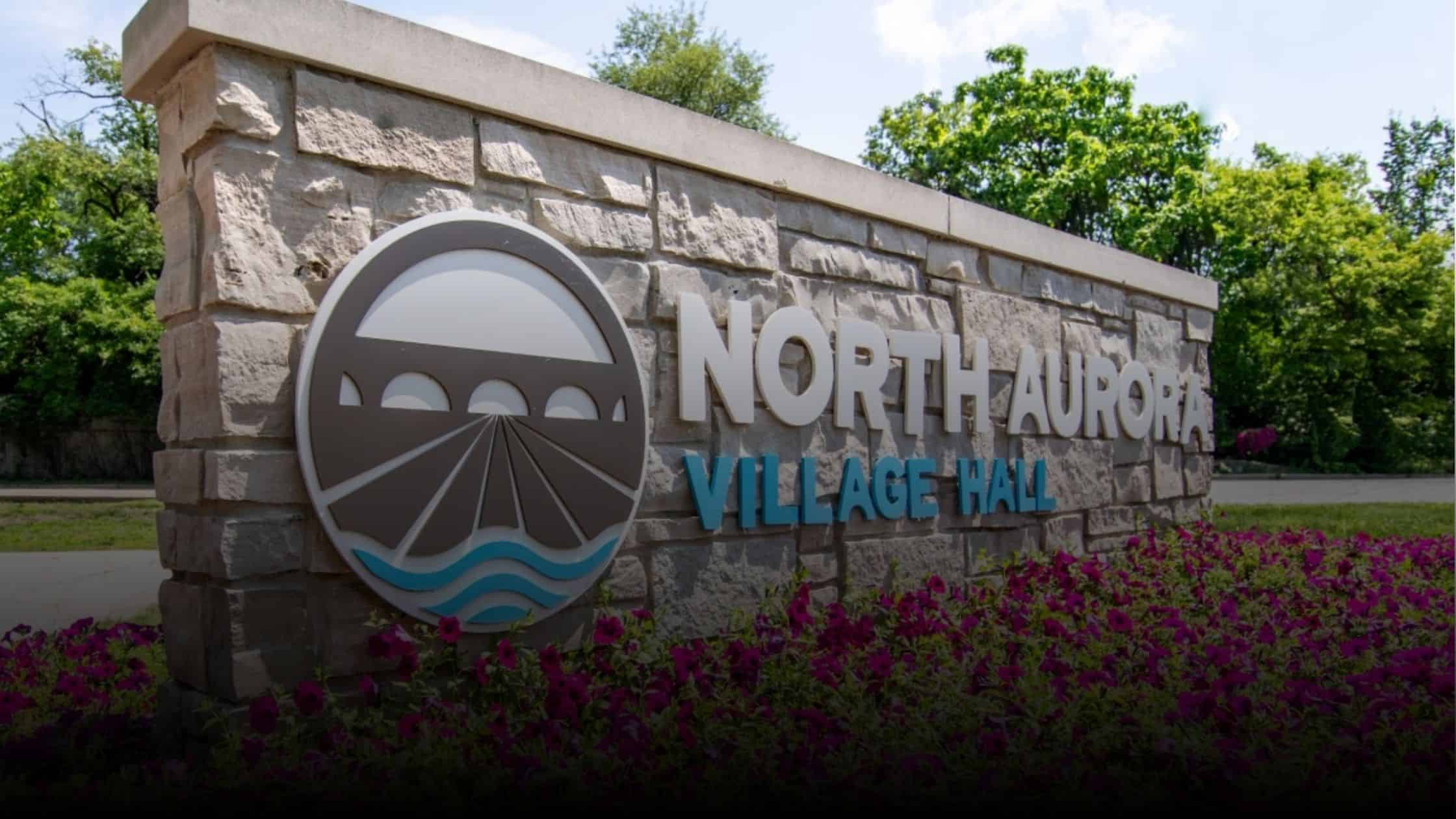 Village Hall sign in North Aurora, Illinois